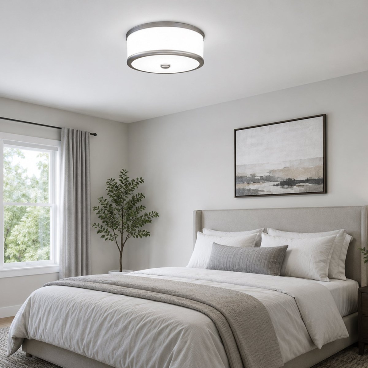 16 in. LED Flush Mount Ceiling Lights, 26W, 1142 Lumens, 5000K, 120 V, 90+ CRI, Dimmable, Brush Nickel Finish - LEDMyPlace