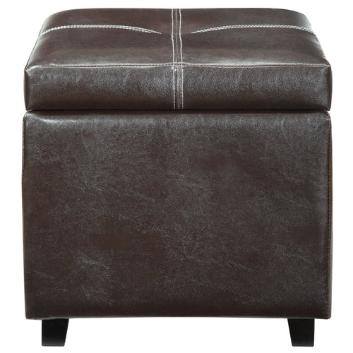 17 Inch L x 17 Inch W x 17 Inch H -Treasure Upholstered Vinyl Ottoman in Black