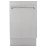 ZLINE 18 in. Tallac Series 3rd Rack Top Control Built-In Dishwasher in Stainless Steel and Traditional Handle, 51dBa (DWV-304-18)