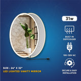 Oval LED Lighted Bathroom Mirror, Modern Touch Switch Dimmable Wall Mounted Mirror ,CCT Remembrance, Lunar Style