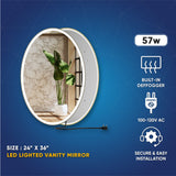 Oval LED Lighted Bathroom Mirror, Modern Touch Switch Dimmable Wall Mounted Mirror ,CCT Remembrance, Lunar Style