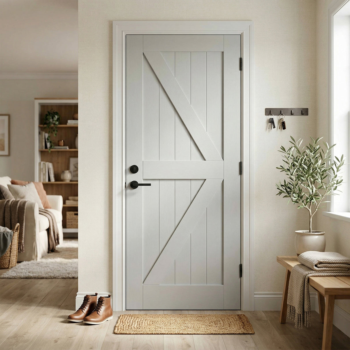 Ivanees Molded K - Type Barn Door 84 Inch Height