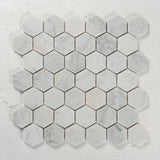 2 in. Hexagon Bianco Carrara White Honed Waterjet Marble Mosaic Tile - BUILDMYPLACE