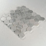 2 in. Hexagon Bianco Carrara White Polished Marble Mosaic - BUILDMYPLACE