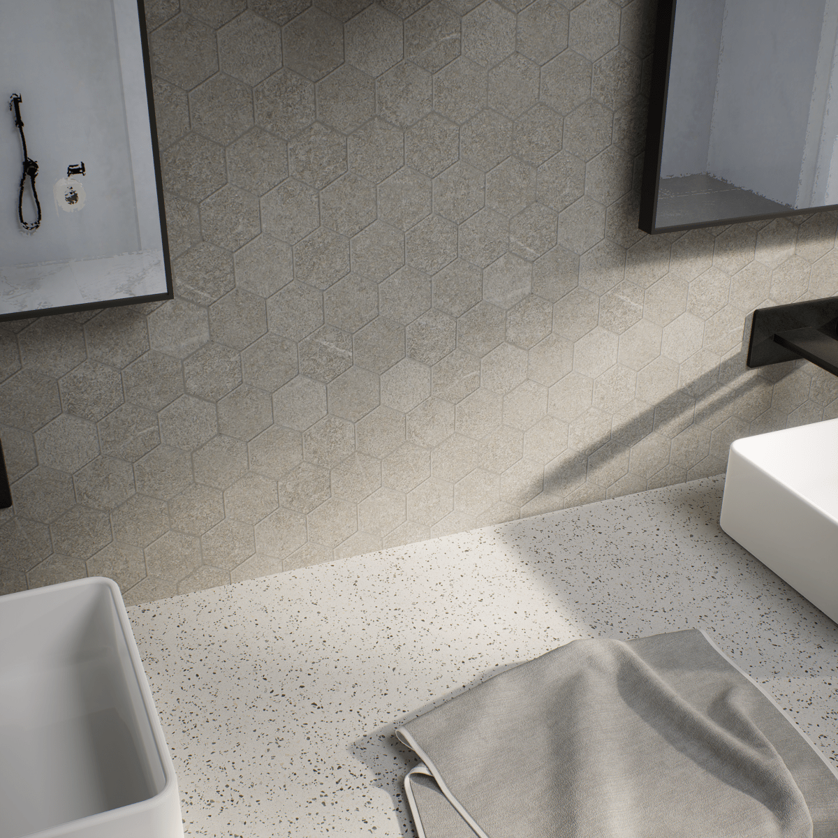 2 In Hexagon Mjork Clay Matte Color Body Porcelain Mosaic - BUILDMYPLACE