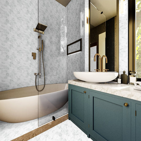 2 In Hexagon Plata Carrara Polished Glazed Porcelain Mosaic - BUILDMYPLACE