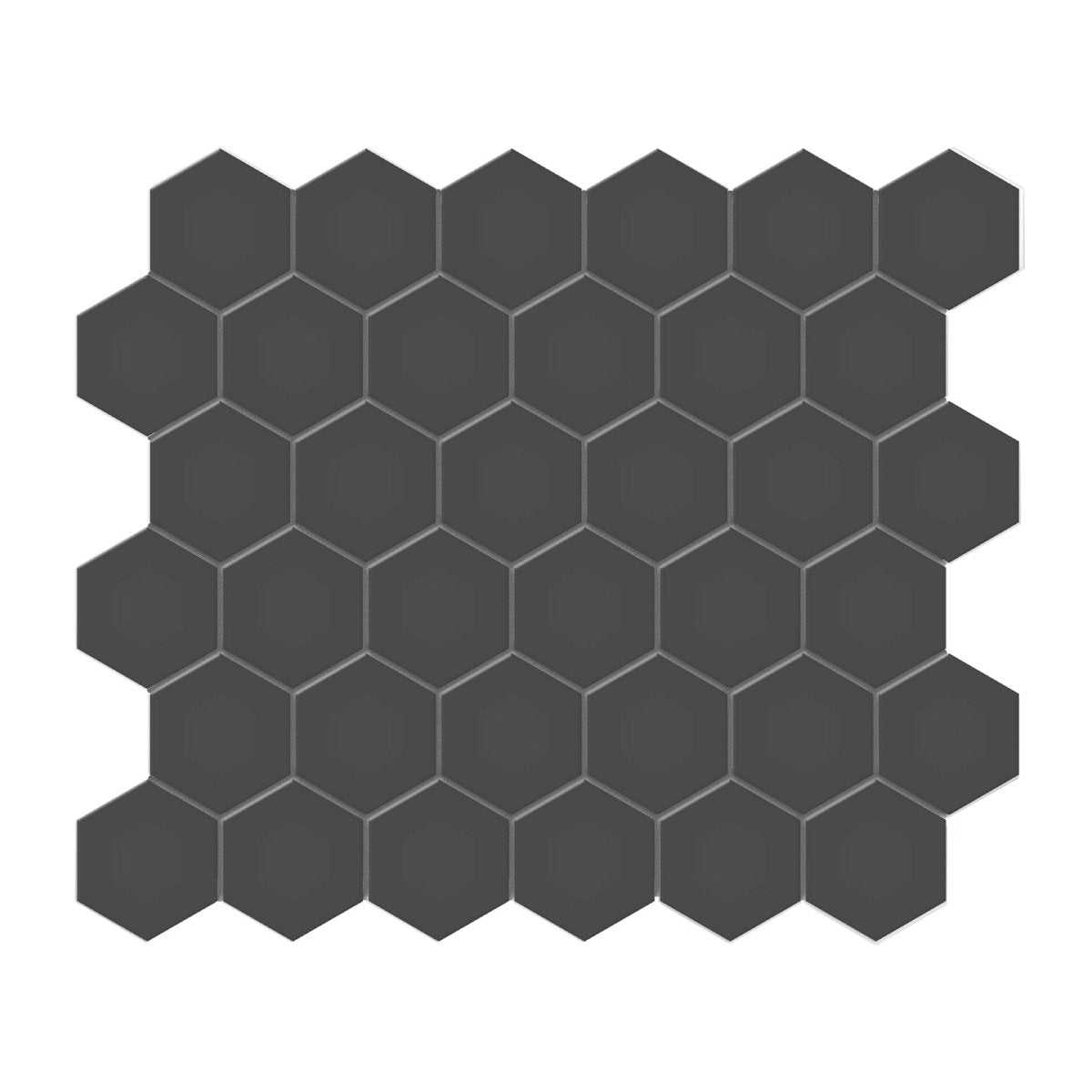 2 In Hexagon Soho Retro Black Matte Unglazed Porcelain Mosaic - BUILDMYPLACE