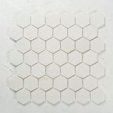 2 in Hexagon Thassos White Polished Marble Mosaic Tile - BUILDMYPLACE