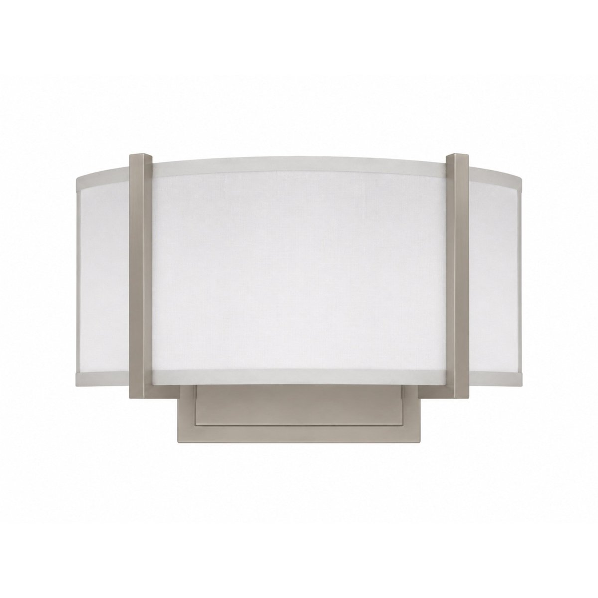 2-Lights, Flush Mounted Wall Sconce, 120 Volt, Dimmable, Brushed Nickel / Slate Gray Fabric, Hardwired - LEDMyPlace