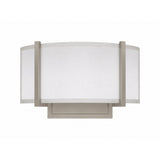2-Lights, Flush Mounted Wall Sconce, 120 Volt, Dimmable, Brushed Nickel / Slate Gray Fabric, Hardwired - LEDMyPlace