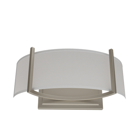 2 - Lights, Flush Mounted Wall Sconce, 120 Volt, Dimmable, Brushed Nickel / Slate Gray Fabric, Hardwired - LEDMyPlace