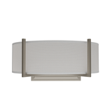 2 - Lights, Flush Mounted Wall Sconce, 120 Volt, Dimmable, Brushed Nickel / Slate Gray Fabric, Hardwired - LEDMyPlace