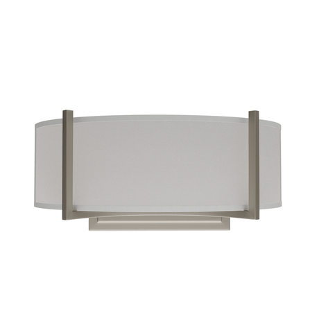 2 - Lights, Flush Mounted Wall Sconce, 120 Volt, Dimmable, Brushed Nickel / Slate Gray Fabric, Hardwired - LEDMyPlace