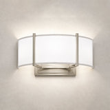 2-Lights, Flush Mounted Wall Sconce, 120 Volt, Dimmable, Brushed Nickel / Slate Gray Fabric, Hardwired - LEDMyPlace