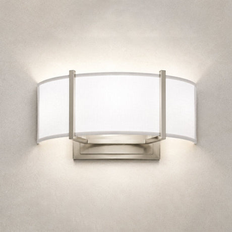2-Lights, Flush Mounted Wall Sconce, 120 Volt, Dimmable, Brushed Nickel / Slate Gray Fabric, Hardwired - LEDMyPlace