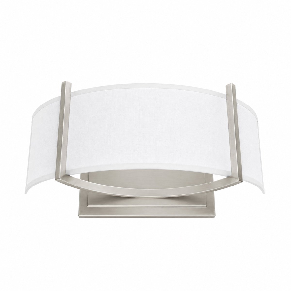 2-Lights, Flush Mounted Wall Sconce, 120 Volt, Dimmable, Brushed Nickel / Slate Gray Fabric, Hardwired - LEDMyPlace