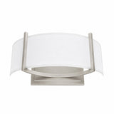 2-Lights, Flush Mounted Wall Sconce, 120 Volt, Dimmable, Brushed Nickel / Slate Gray Fabric, Hardwired - LEDMyPlace