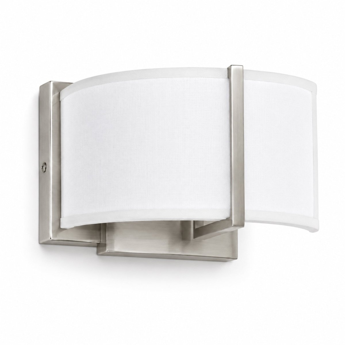 2-Lights, Flush Mounted Wall Sconce, 120 Volt, Dimmable, Brushed Nickel / Slate Gray Fabric, Hardwired - LEDMyPlace