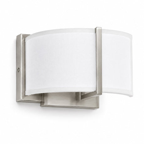 2-Lights, Flush Mounted Wall Sconce, 120 Volt, Dimmable, Brushed Nickel / Slate Gray Fabric, Hardwired - LEDMyPlace