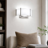 2-Lights, Flush Mounted Wall Sconce, 120 Volt, Dimmable, Brushed Nickel / Slate Gray Fabric, Hardwired - LEDMyPlace