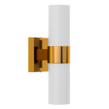 2 Lights - LED Wall Sconce W/ Frosted Glass Shade - E26 Base - UL Listed, Brushed Brass Finish - BUILDMYPLACE