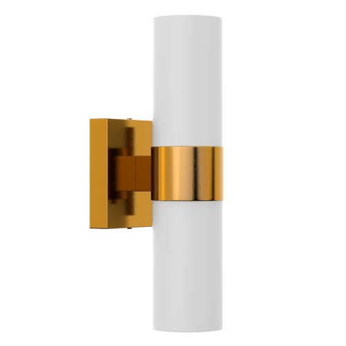 2 Lights-LED Wall Sconce W/ Frosted Glass Shade - E26 Base - UL Listed, Brushed Brass Finish
