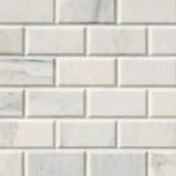 2" X 4" Arabescato Carrara Beveled, Honed Cool - White Marble Subway Joint Mosaic Tile (10SQ FT/CTN) - BUILDMYPLACE