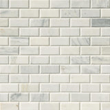 2" X 4" Arabescato Carrara Beveled, Honed Cool - White Marble Subway Joint Mosaic Tile (10SQ FT/CTN) - BUILDMYPLACE