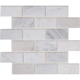 2" X 4" Arabescato Carrara Beveled, Honed Cool - White Marble Subway Joint Mosaic Tile (10SQ FT/CTN) - BUILDMYPLACE