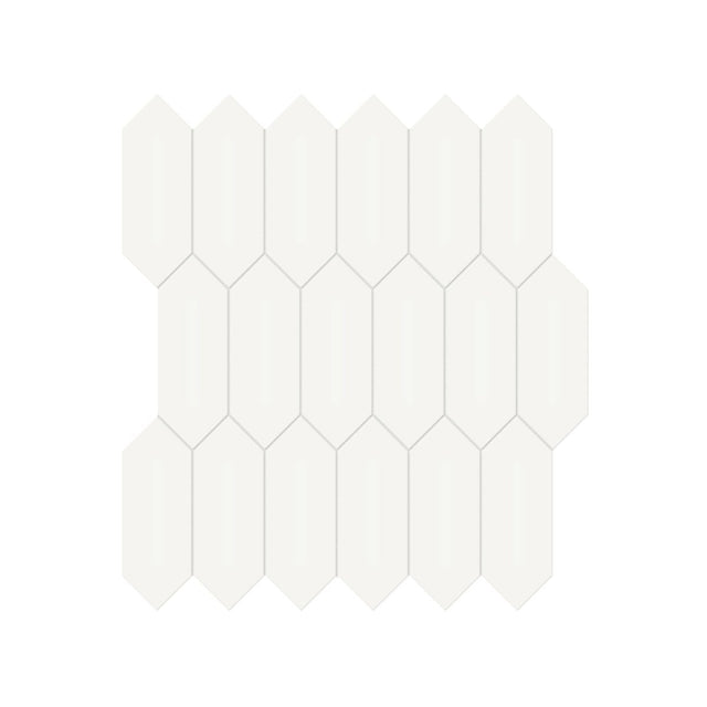 2 X 5 In Picket Soho Canvas White Glossy Glazed Porcelain Mosaic - BUILDMYPLACE