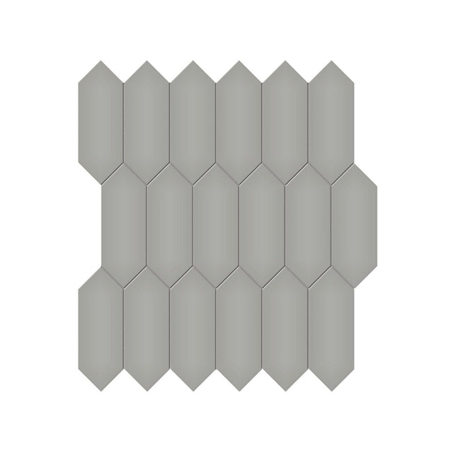 2 X 5 In Picket Soho Cement Chic Glossy Glazed Porcelain Mosaic - BUILDMYPLACE