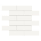 2 X 6 In Brick Soho Canvas White Glossy Glazed Porcelain Mosaic - BUILDMYPLACE