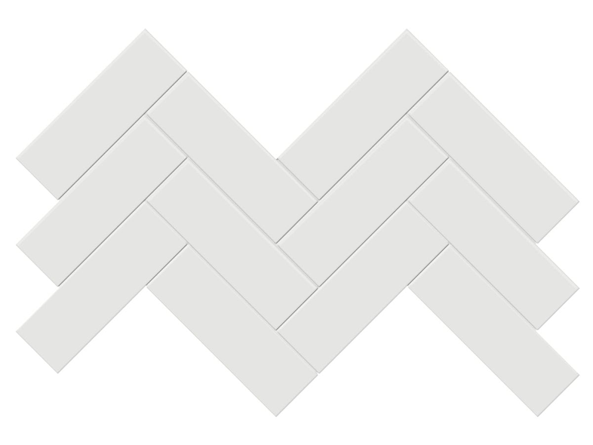 2 X 6 In Herringbone Soho Vintage Grey Glossy Glazed Porcelain Mosaic - BUILDMYPLACE