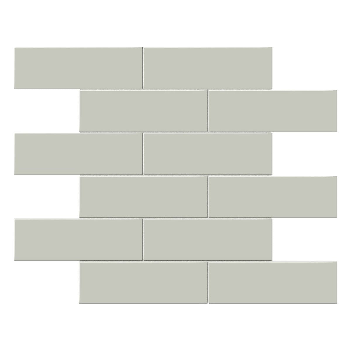 2 x 6 in. Soho Soft Sage Brick Matte Glazed Porcelain Mosaic - BUILDMYPLACE