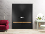 Solid French Double Doors | Planum 2010 Matte Black | Wood Solid Panel Frame Trims | Closet Bedroom