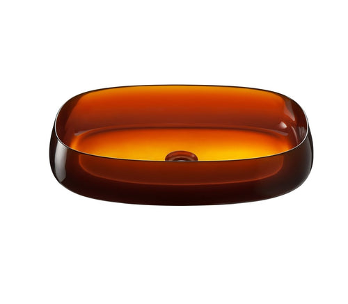 23 inch Transparent Bathroom Sink Glossy Coffee