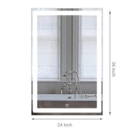 24 in. X 36 in. LED Lighted Bathroom Vanity Mirror, Adjustable Color Temperature & Remembrance, Touch Button, CRI 90+, Anti - Fog, Inner Window Style - LEDMyPlace