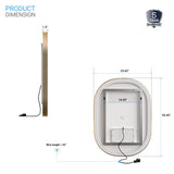 24 x 36 Inch LED Lighted Bathroom Mirror with Gold Frame - Evo Style Led Lighted Mirror - BUILDMYPLACE