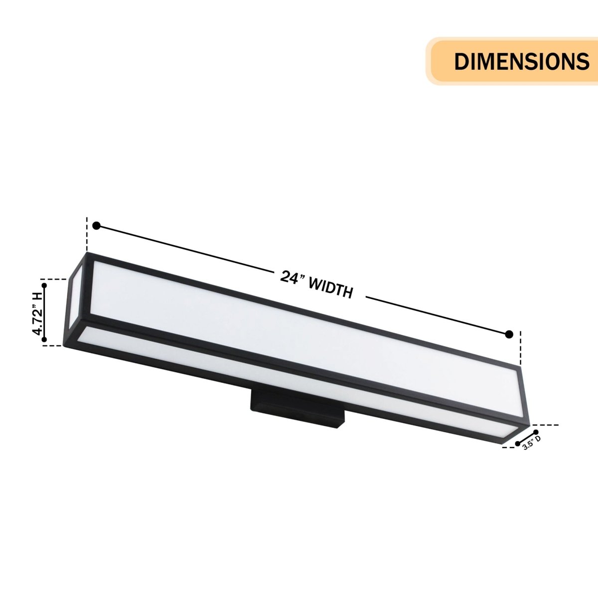 24″W x 3.5″D x 4.72″H Black LED Wall Light with Integrated 20W LED 3CCT – Hardwired - LEDMyPlace