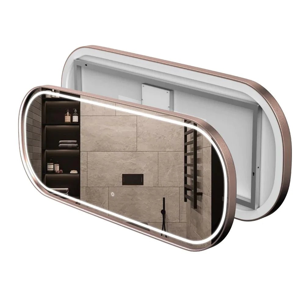 26 in. X 63 in. LED Lighted Bathroom Vanity Mirror with Rose Gold Frame, CRI 90+, Anti - Fog Adjustable Color Temperature & Remembrance, Lighted Makeup Mirrors, Realx Style - BUILDMYPLACE