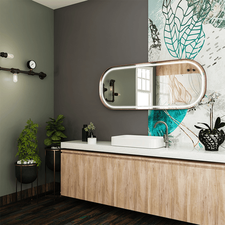 26 in. X 63 in. LED Lighted Bathroom Vanity Mirror with Rose Gold Frame, CRI 90+, Anti - Fog Adjustable Color Temperature & Remembrance, Lighted Makeup Mirrors, Realx Style - BUILDMYPLACE