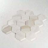 3 in. Hexagon Calacatta Rainbow Gold/ Yellow Polished Marble Mosaic - BUILDMYPLACE