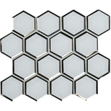 3" X 3" Hexagon Ice Beveled Glass Mosaic Tile (8.9SQ FT/CTN) - BUILDMYPLACE