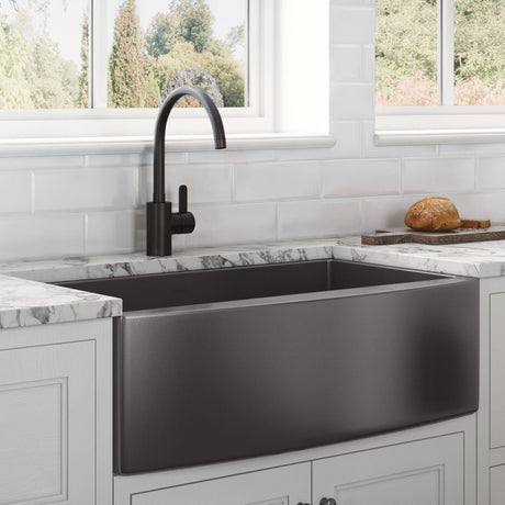 30 - inch Apron - Front Farmhouse Kitchen Sink - Gunmetal Black Matte Stainless Steel Single Bowl - BUILDMYPLACE