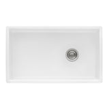 30 - inch Fireclay Farmhouse Offset Drain Kitchen Sink Single Bowl White - BUILDMYPLACE