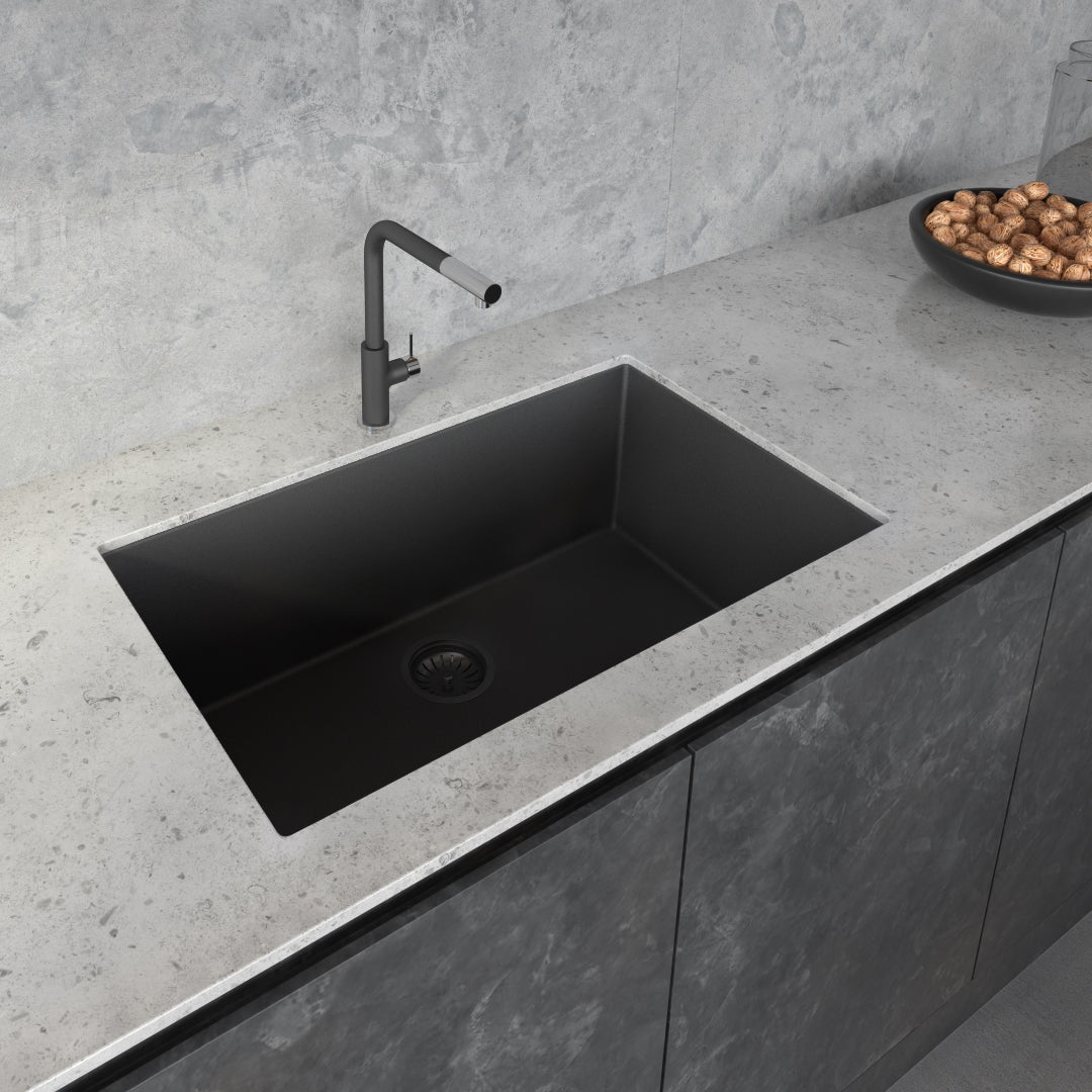 30 x 18 inch Granite Composite Undermount Single Bowl Kitchen Sink - BUILDMYPLACE