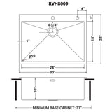 30 x 22 inch Drop - in Tight Radius Topmount 16 Gauge Stainless Steel Kitchen Sink Single Bowl - BUILDMYPLACE