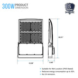 300W LED Flood Light - Dimmable - IP65 - Bronze Finish - 42000 Lumens - 5700K - DLC Listed LED Flood Lamp - BUILDMYPLACE