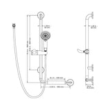 31.5X13.7X3.6 Left - Hand Grip Shower System - Stainless Steel - ADA Compliant - Multi - function Hand Shower - BUILDMYPLACE