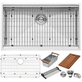 32 - inch Workstation Ledge Undermount 16 Gauge Stainless Steel Kitchen Sink Single Bowl - BUILDMYPLACE